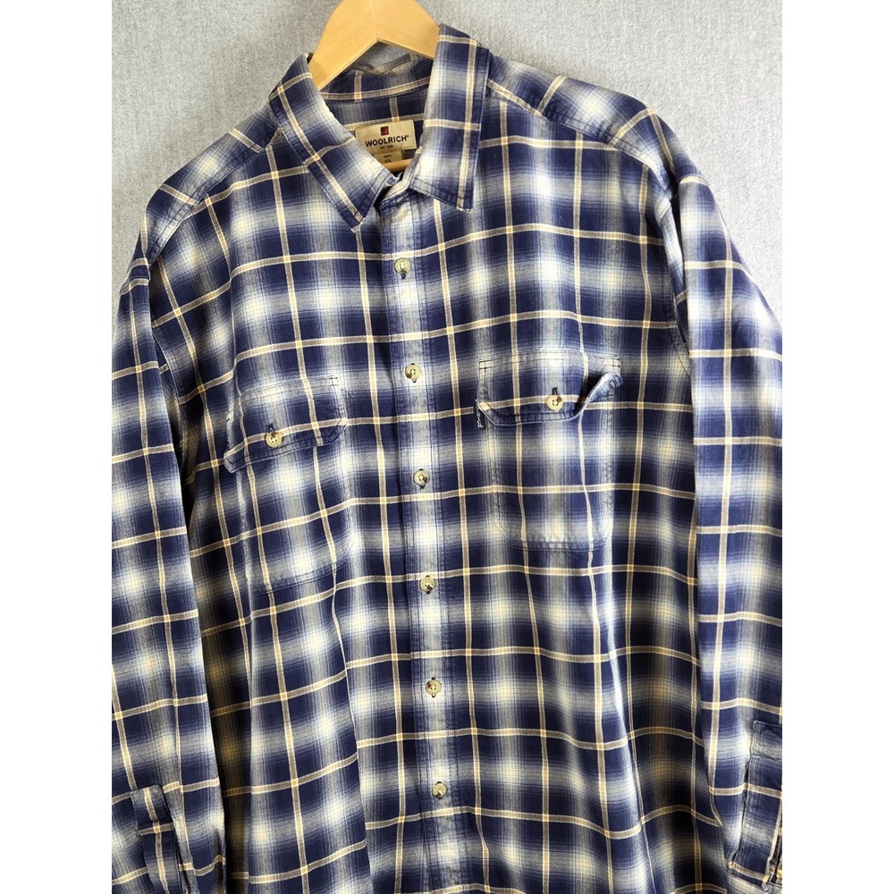 Woolrich Classic Lumberjack Shirt Men's 2XL Blue Plaid Gorpcore Outdoors Pockets